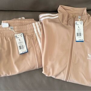 Adidas Originals Firebird $150 Track Pants & Jacket Track Suit Men's Beige NWT!